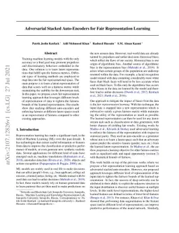 Adversarial Stacked Auto-Encoders for Fair Representation Learning