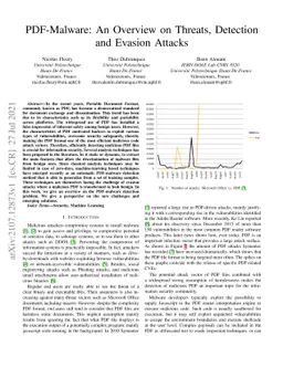 PDF-Malware: An Overview on Threats, Detection and Evasion Attacks