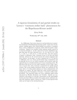 A rigorous formulation of and partial results on Lorenz's "consensus
  strikes back" phenomenon for the Hegselmann-Krause model