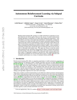 Autonomous Reinforcement Learning via Subgoal Curricula