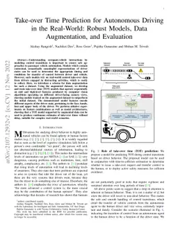 Predicting Take-over Time for Autonomous Driving with Real-World Data:
  Robust Data Augmentation, Models, and Evaluation