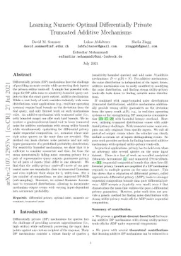 Learning Numeric Optimal Differentially Private Truncated Additive
  Mechanisms