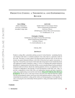 Predictive Coding: a Theoretical and Experimental Review