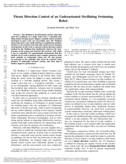 Thrust Direction Control of an Underactuated Oscillating Swimming Robot