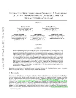 Interactive Storytelling for Children: A Case-study of Design and
  Development Considerations for Ethical Conversational AI