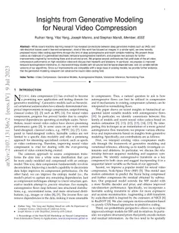 Insights from Generative Modeling for Neural Video Compression