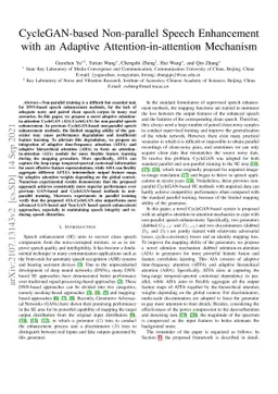 CycleGAN-based Non-parallel Speech Enhancement with an Adaptive
  Attention-in-attention Mechanism