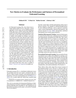 New Metrics to Evaluate the Performance and Fairness of Personalized
  Federated Learning