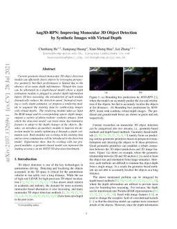 Aug3D-RPN: Improving Monocular 3D Object Detection by Synthetic Images
  with Virtual Depth