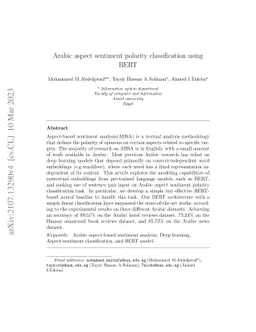 Arabic aspect sentiment polarity classification using BERT