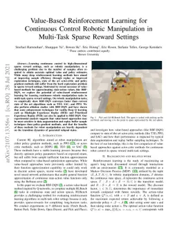 Value-Based Reinforcement Learning for Continuous Control Robotic
  Manipulation in Multi-Task Sparse Reward Settings