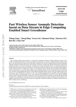 Fast Wireless Sensor Anomaly Detection based on Data Stream in Edge
  Computing Enabled Smart Greenhouse