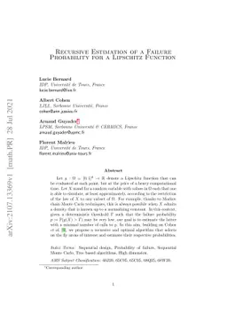 Recursive Estimation of a Failure Probability for a Lipschitz Function