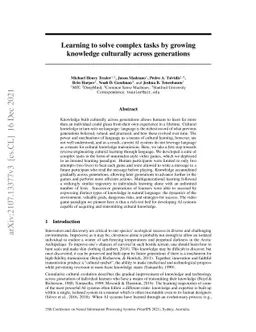 Learning to solve complex tasks by growing knowledge culturally across
  generations