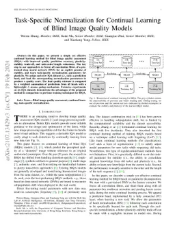 Task-Specific Normalization for Continual Learning of Blind Image
  Quality Models