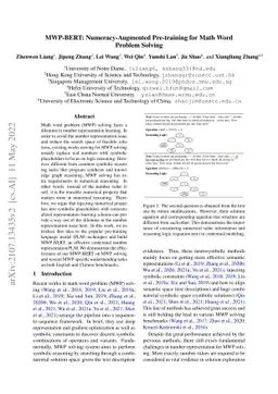 MWP-BERT: Numeracy-Augmented Pre-training for Math Word Problem Solving