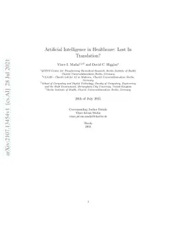 Artificial Intelligence in Healthcare: Lost In Translation?