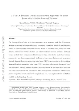 MSTL: A Seasonal-Trend Decomposition Algorithm for Time Series with
  Multiple Seasonal Patterns
