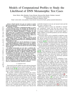 Models of Computational Profiles to Study the Likelihood of DNN
  Metamorphic Test Cases