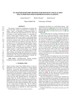 An Adapter Based Pre-Training for Efficient and Scalable Self-Supervised
  Speech Representation Learning