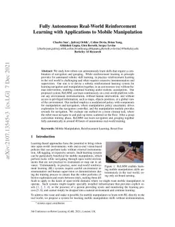 Fully Autonomous Real-World Reinforcement Learning with Applications to
  Mobile Manipulation