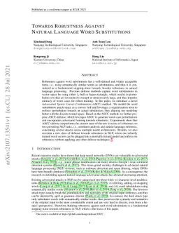 Towards Robustness Against Natural Language Word Substitutions