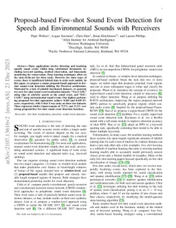 Proposal-based Few-shot Sound Event Detection for Speech and
  Environmental Sounds with Perceivers