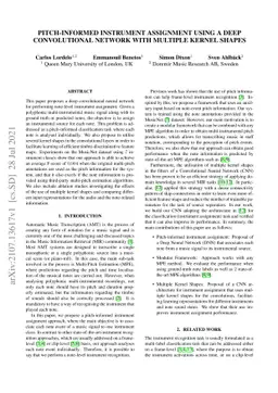 Pitch-Informed Instrument Assignment Using a Deep Convolutional Network
  with Multiple Kernel Shapes