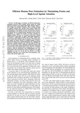 Efficient Human Pose Estimation by Maximizing Fusion and High-Level
  Spatial Attention