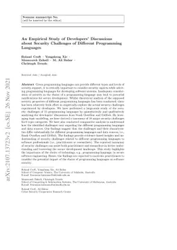 An Empirical Study of Developers' Discussions about Security Challenges
  of Different Programming Languages