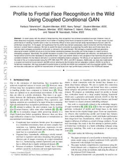 Profile to Frontal Face Recognition in the Wild Using Coupled
  Conditional GAN