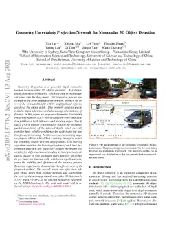 Geometry Uncertainty Projection Network for Monocular 3D Object
  Detection