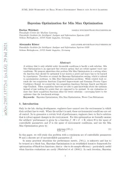 Bayesian Optimization for Min Max Optimization
