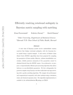 Efficiently resolving rotational ambiguity in Bayesian matrix sampling
  with matching
