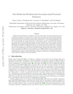 Non-Markovian Reinforcement Learning using Fractional Dynamics