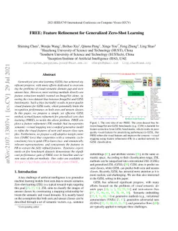 FREE: Feature Refinement for Generalized Zero-Shot Learning