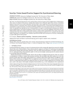 SyncUp: Vision-based Practice Support for Synchronized Dancing