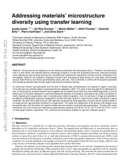 Addressing materials' microstructure diversity using transfer learning