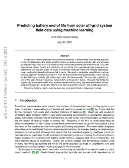 Predicting battery end of life from solar off-grid system field data
  using machine learning