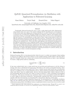 QuPeD: Quantized Personalization via Distillation with Applications to
  Federated Learning
