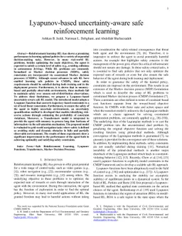 Lyapunov-based uncertainty-aware safe reinforcement learning