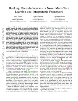 Ranking Micro-Influencers: a Novel Multi-Task Learning and Interpretable
  Framework