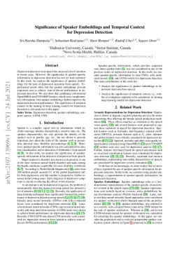 Significance of Speaker Embeddings and Temporal Context for Depression
  Detection