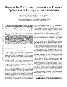 Reproducible Performance Optimization of Complex Applications on the
  Edge-to-Cloud Continuum