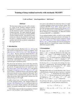 Training of deep residual networks with stochastic MG/OPT