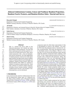 Johnson-Lindenstrauss Lemma, Linear and Nonlinear Random Projections,
  Random Fourier Features, and Random Kitchen Sinks: Tutorial and Survey