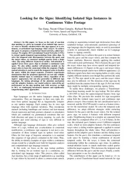 Looking for the Signs: Identifying Isolated Sign Instances in Continuous
  Video Footage