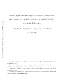 Test of Significance for High-dimensional Thresholds with Application to
  Individualized Minimal Clinically Important Difference