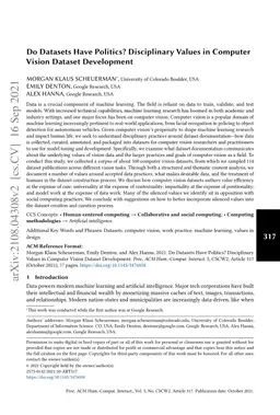 Do Datasets Have Politics? Disciplinary Values in Computer Vision
  Dataset Development