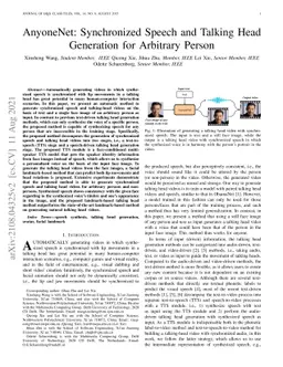 AnyoneNet: Synchronized Speech and Talking Head Generation for Arbitrary
  Person